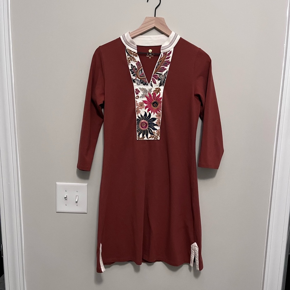 Spartina 449 Monic Shift Tunic Dress with Embroidered Collar